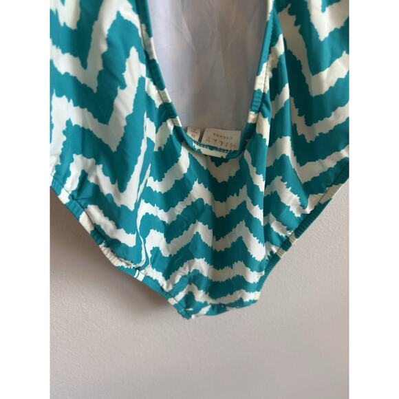 $295 Milly Cabana Swimsuit Retro Print Green Stripe One Piece Low Cut Sexy Med - Picture 9 of 11